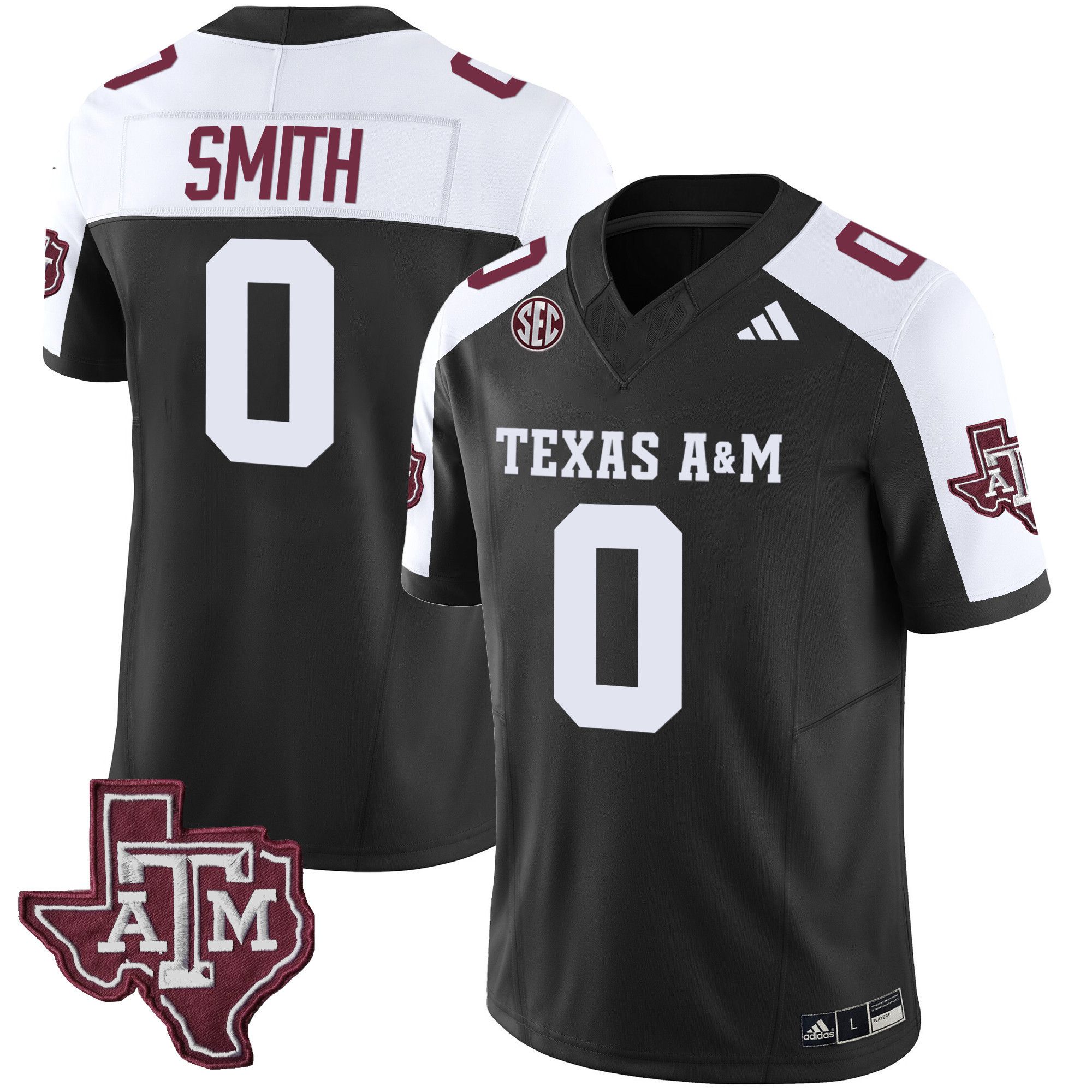 Men Texas A&M Aggies 0 Smith Black 2024 Vapor Limited NCAA Jersey